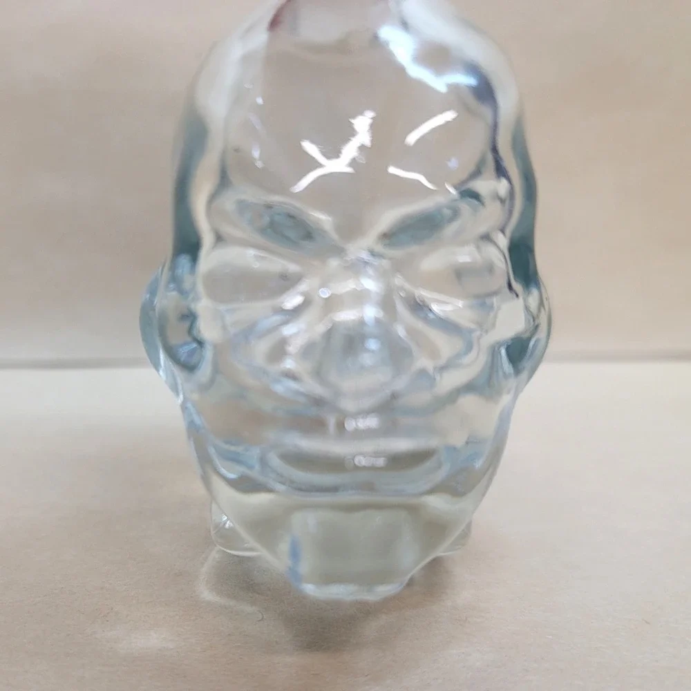 Set of 3 Clear Glass Devil/Demon/Lucifer Face Mini Bottles w/Cap 3.5